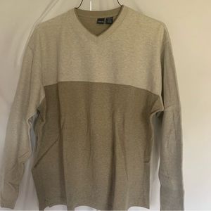 Cherokee Mens Cotton Two-Tone Tan V-Neck Sweater